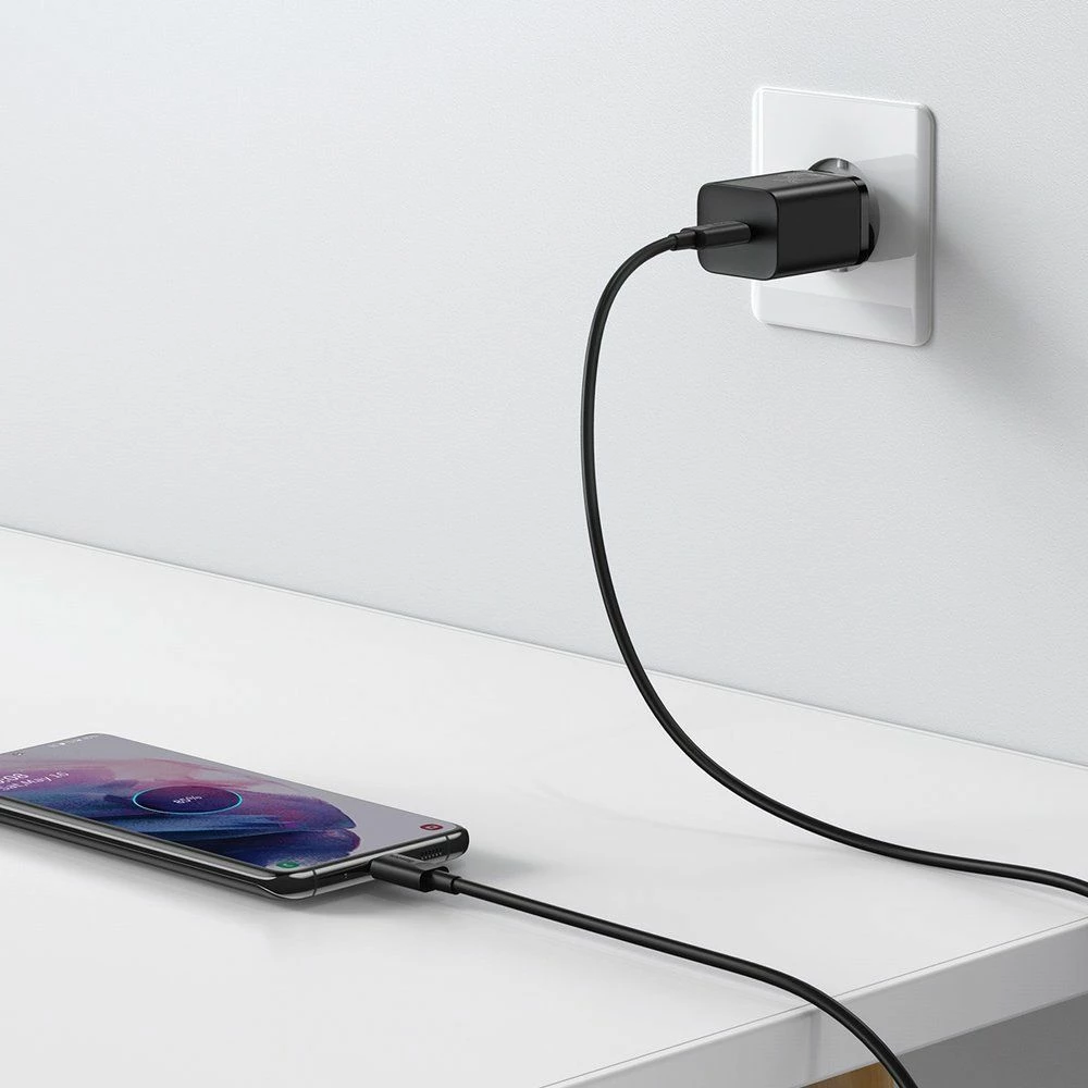 Karikues rrjeti Baseus Super Si TZCCSUP-L01 25W USB-C PD me kabllo USB-C në USB-C 1m, i zi