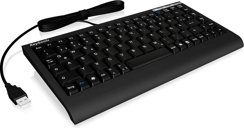 Tastierë mini KeySonic ACK-595C+, USB, membranë, QWERTY, e zezë