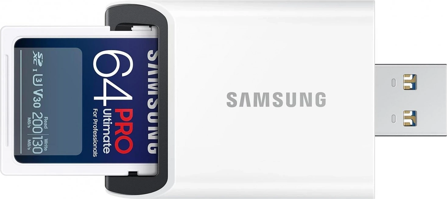 Kartë kujtese Samsung PRO Ultimate SDXC, 64GB, UHS-I U3, me lexues