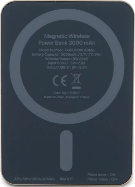Powerbank wireless Guess 4G Strassed Metal Logo MagSafe 3000mAh, Ari