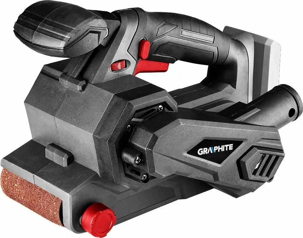 Lëmues me shirit Graphite Energy+ 58GE136 18V, 76x457mm, pa bateri/pa karikues, gri/zi