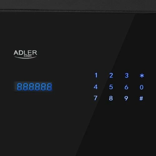 Kasafortë sirtar Adler AD 1044, 17 L, touch panel, kod + fingerprint + çelës emergjent, e zezë, set me 2 çelësa