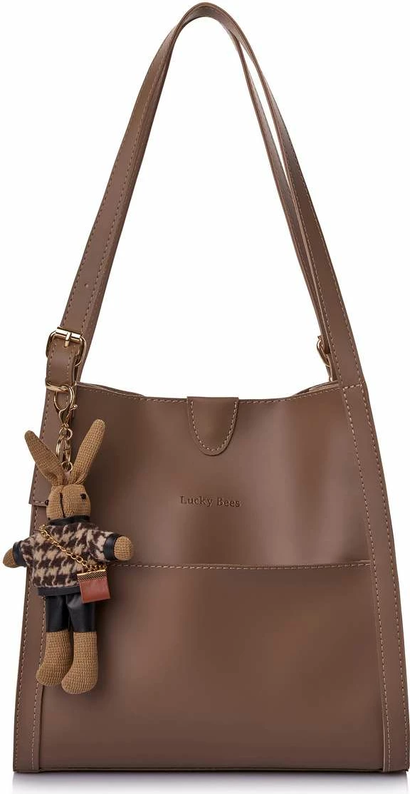 Çantë tote Lucky Bees, ngjyrë mink e errët, 28x10x31cm
