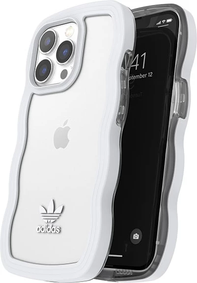 Mbështjellës Adidas OR Wavy për iPhone 13/13 Pro, 6.1", silikon, bardhë-transparente