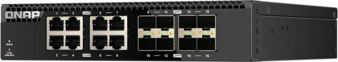 Switch QNAP QSW-3216R-8S8T, 16-port 10Gb (8x SFP+ + 8x RJ45), Half Rack 1U, i zi