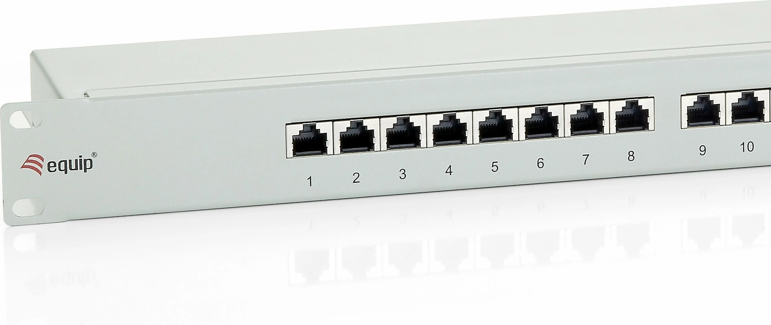Patch panel Equip 16-port Cat6, RJ-45, 1U, ngjyrë gri