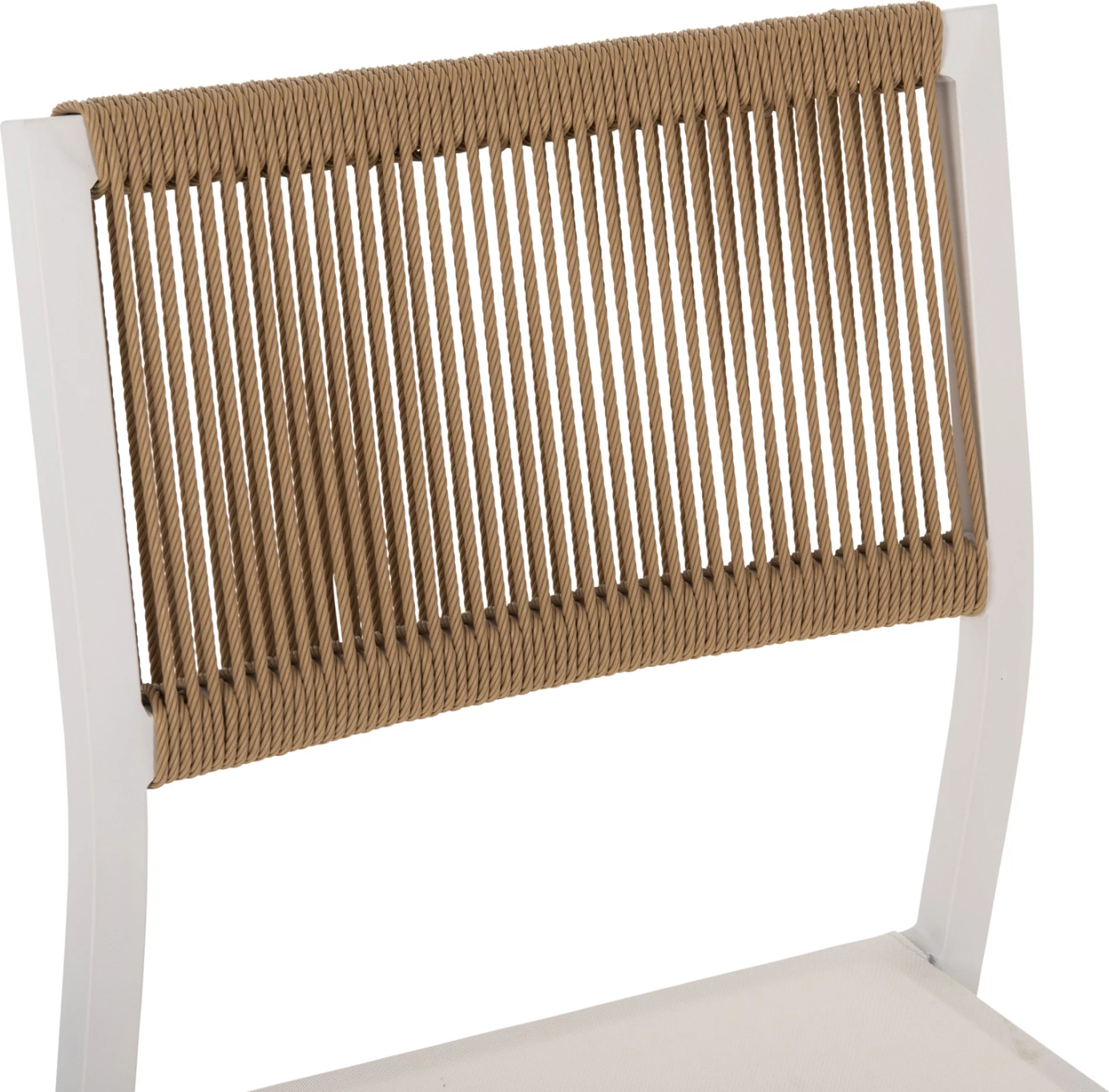 Karrige alumini FH5921.02, kornizë e bardhë dhe tekstil me ratan sintetik bezhë, 46x55.5x83H cm