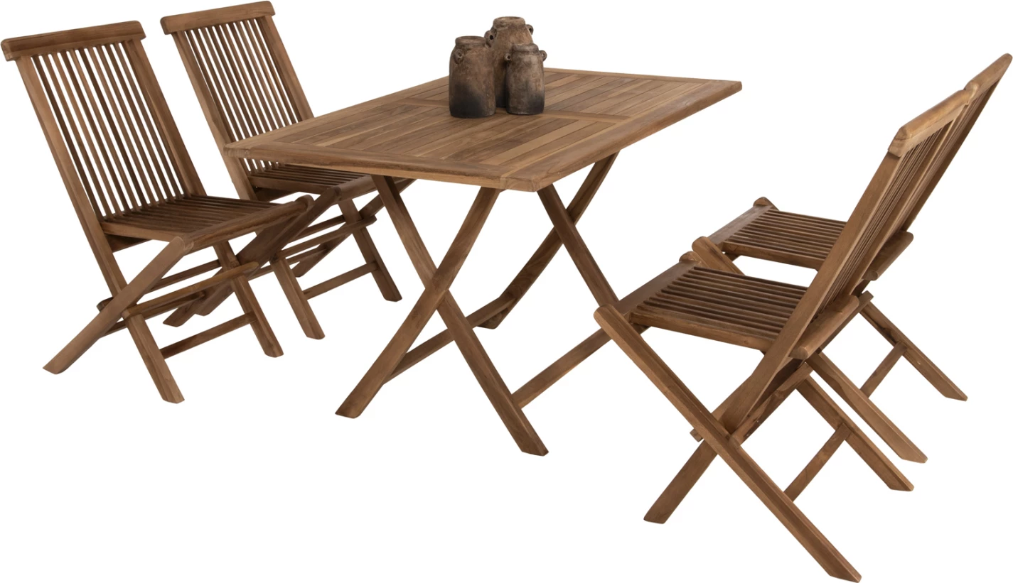 Tavolinë me karrige për terasë 5 copë Kendall FH11955 dru tik ngjyrë natyrale