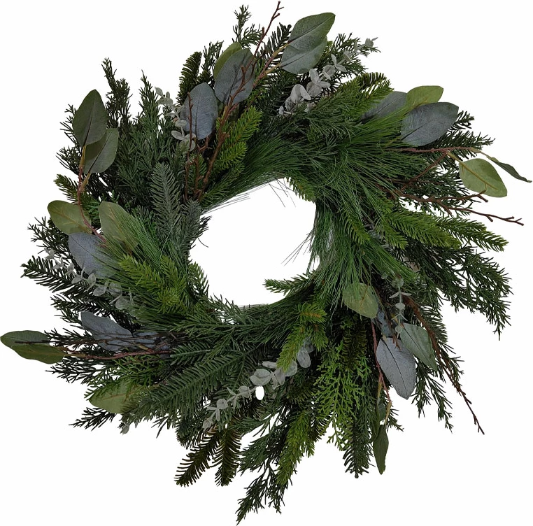 Kurorë Krishtlindjesh me gjethe, PVC, e gjelbër, 60x60cm