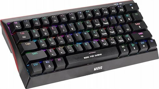Tastierë gaming Marvo KG962G EN-R 60% mekanike me switche të kuq, RGB, USB, e zezë