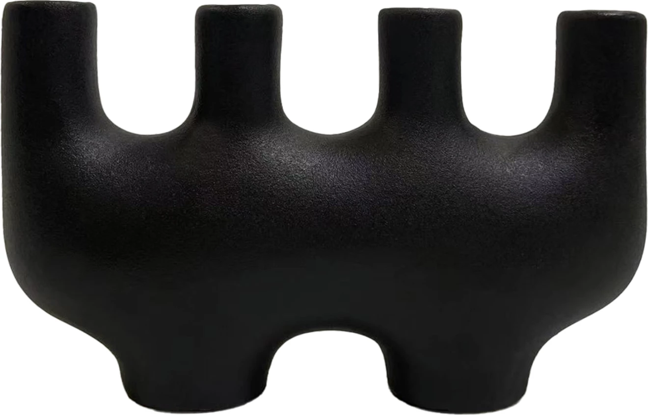 Dekor tavoline prej qeramike, ngjyrë e zezë matte, FH4641.02, 21x6x13H cm