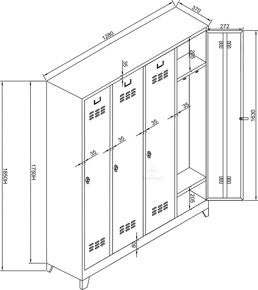 Dollap metalik për depozitë, ngjyrë gri e kuqe, Skye Decor, Js1029Kı