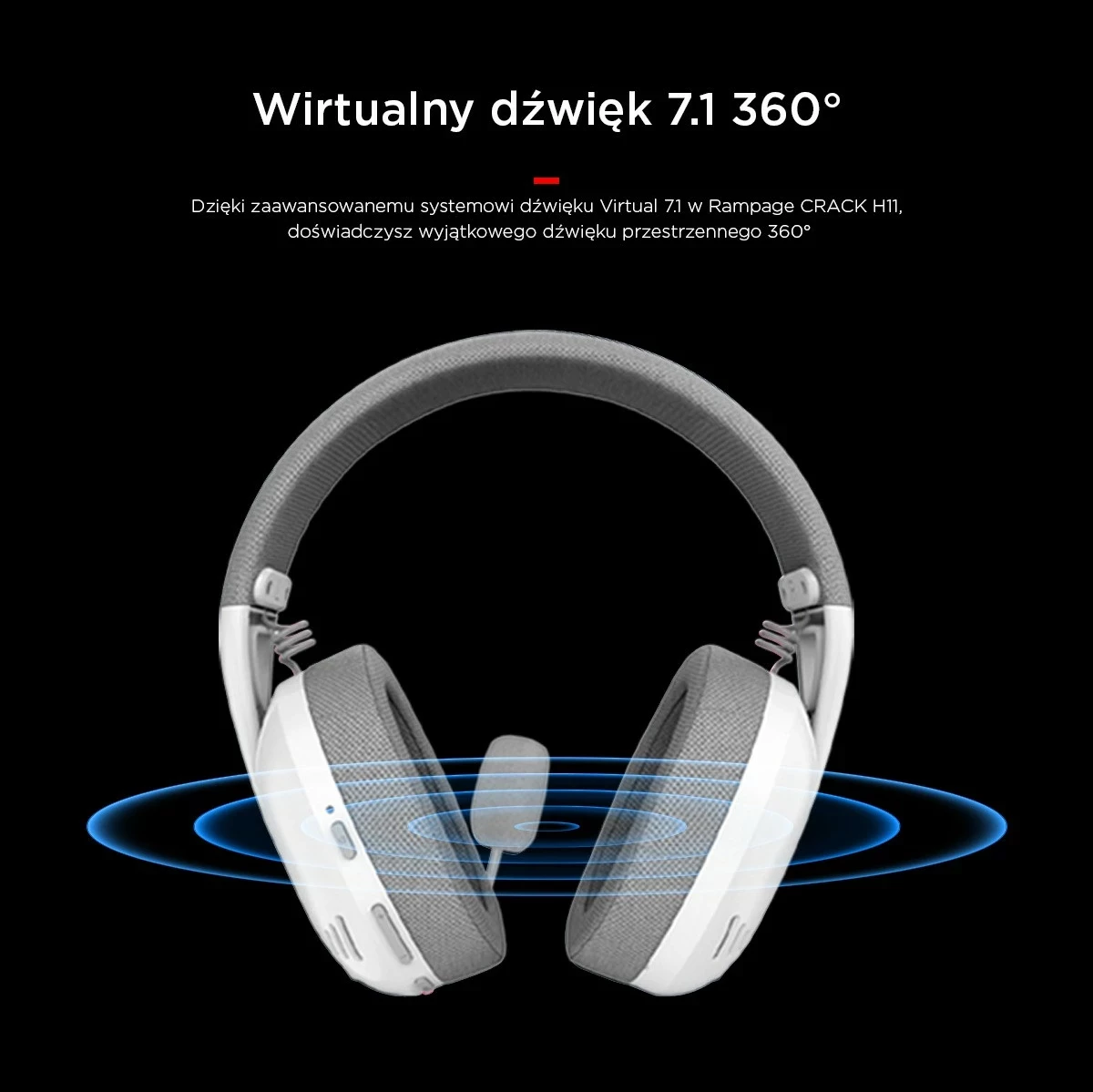 Kufje gaming Rampage CRACKH11, 7.1, wireless, të bardha