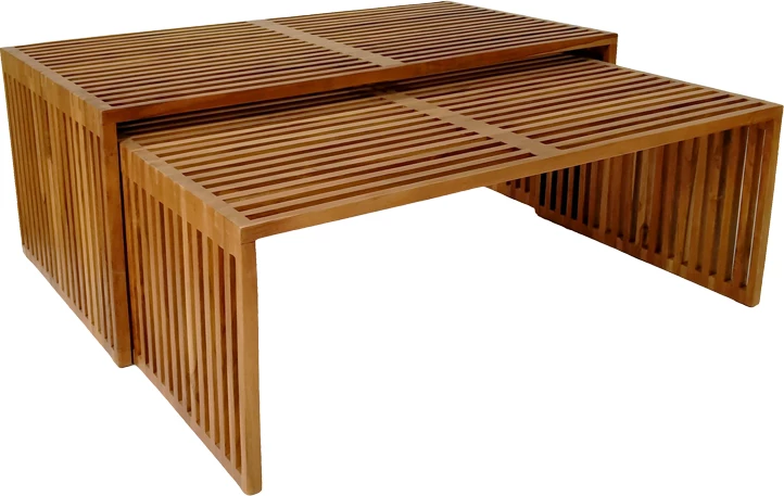 Set tavoline Tinnie prej 2 copash, dru teak, ngjyrë natyrale