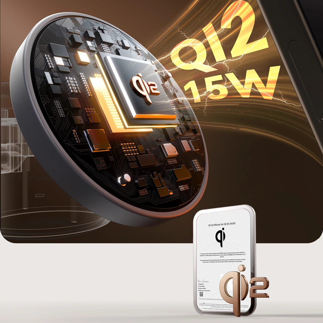 stacion karikimi wireless Joyroom JR-W23 Qi2 4-në-1, 15W, me dritë nate, i bardhë