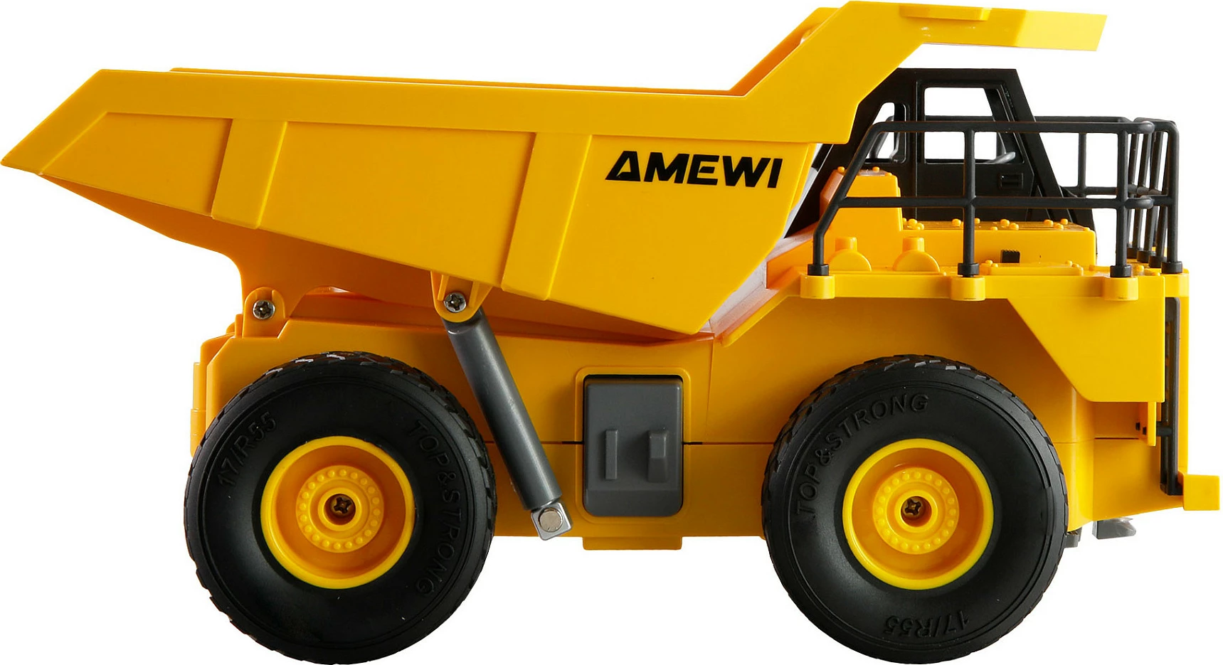 Eskavator RC AMEWI 22710, shkallë 1:24, 2.4GHz, 9 kanale, Li-Ion 500mAh, i verdhë/zi