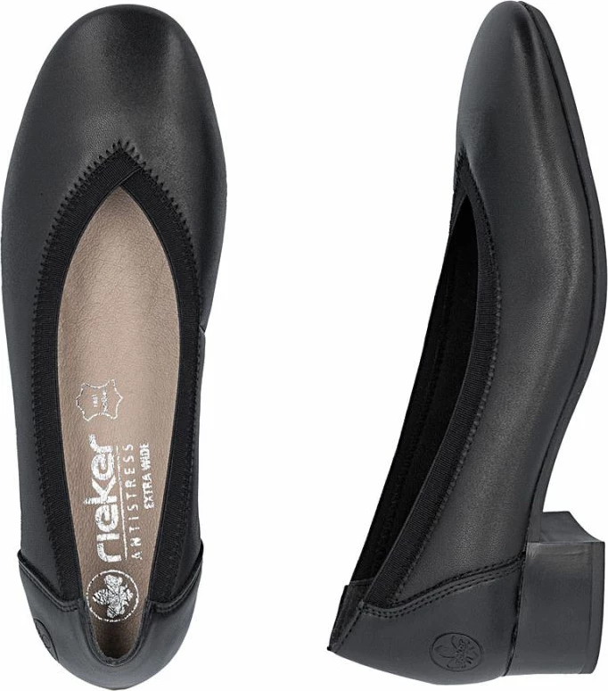 Këpucë lëkure për femra Rieker, të zeza