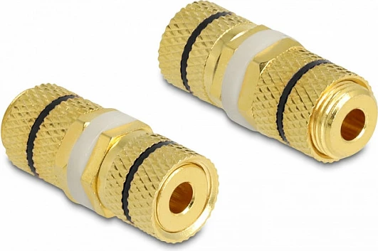 Adapter audio DeLOCK binding post në binding post, F/F, i drejtë, 2 copë, zi/ari
