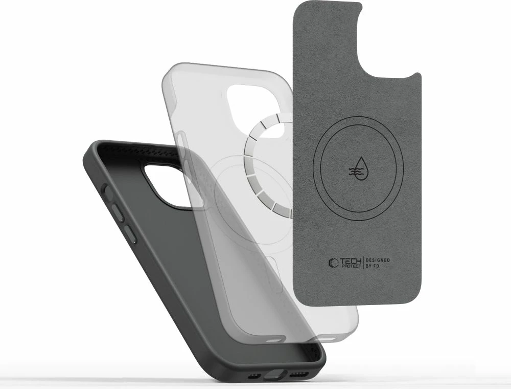 Mbështjellës Tech-Protect Silicone PUZ MagSafe për iPhone 15, Gri