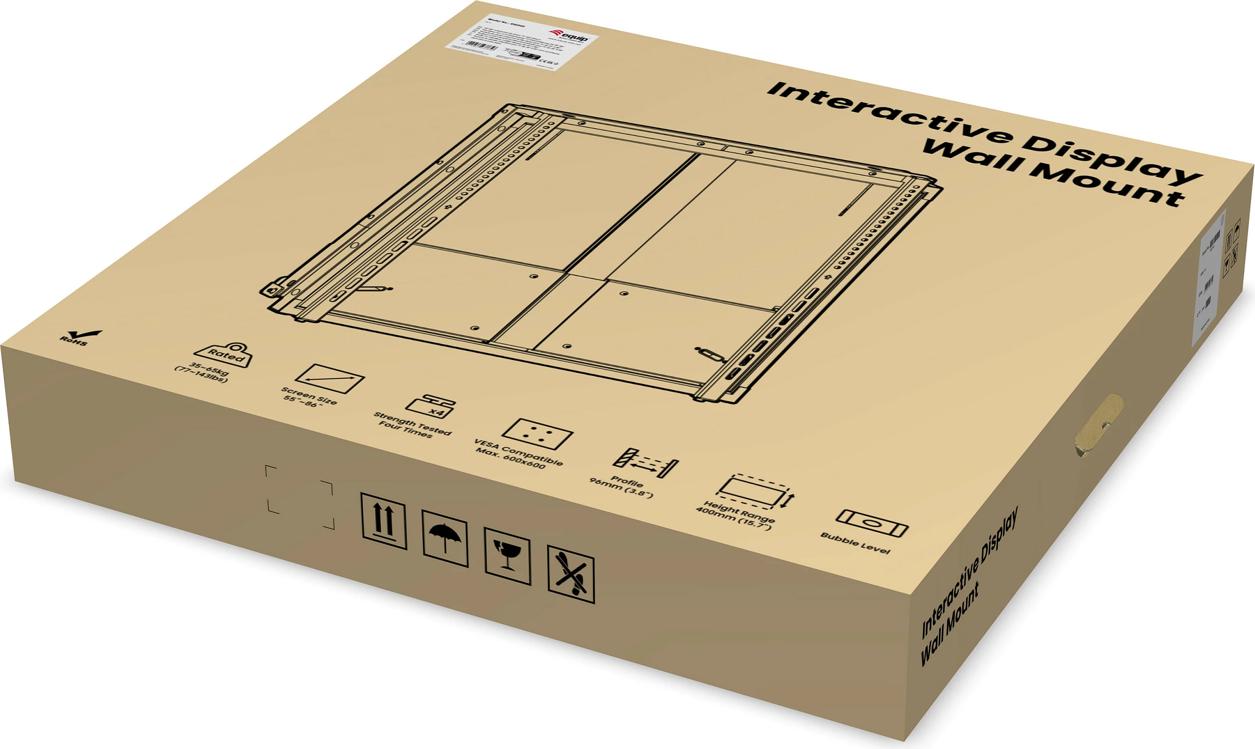 Mbajtëse muri për TV Equip 55"-86", Up-Down, 1 ekran, 65 kg, e zezë