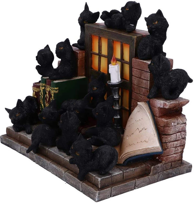 Figurinë dekorative mace NEMESIS NOW The Witches Litter, rezinë, e pikturuar me dorë, assorted, e zezë, 1 copë