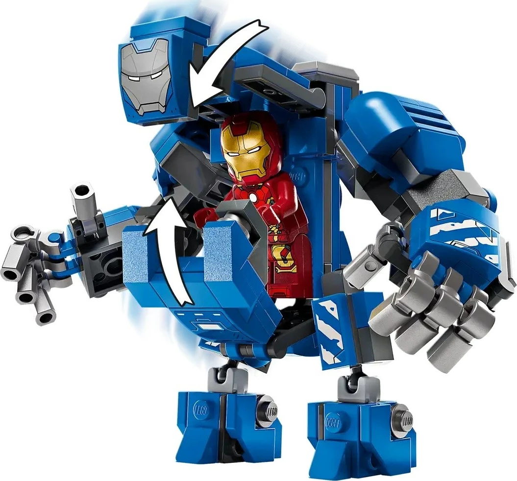 Set lodrash LEGO Marvel 76315 Iron Man’s Laboratory: Hall of Armor, 5 minifigura