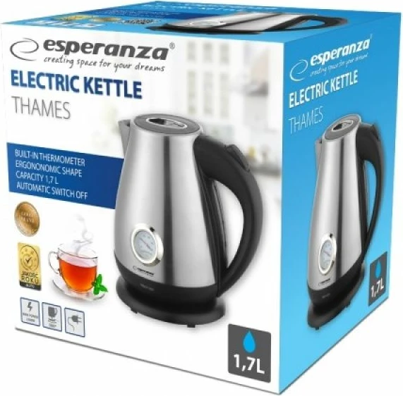 Çajnik elektrik Esperanza Thames EKK029, argjendt