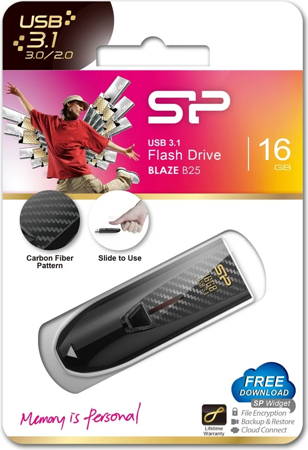 USB Silicon Power Blaze B25,16GB, e zezë