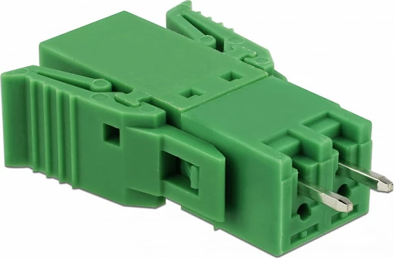 Terminal block DeLOCK 65968, 2-pin, AWG 24-12, për PCB, i gjelbër