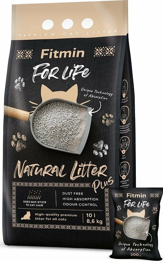 Rërë për mace Fitmin For Life Natural Litter Plus 10 L (8.6 kg), bentonite, clumping