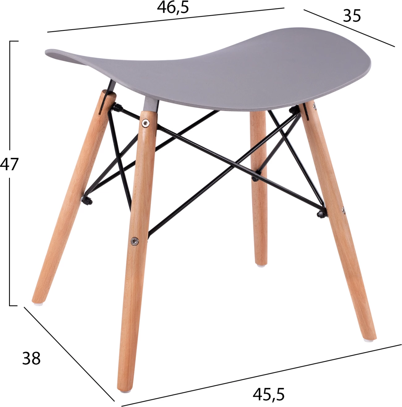 Karrige për bar me këmbë druri, Tonia FH0109.10, ngjyrë gri