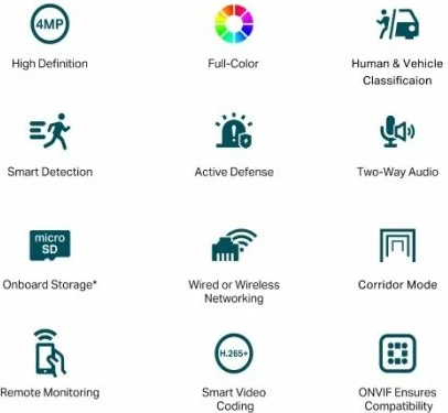 Kamerë sigurie rrjeti Turret Wi‑Fi TP-LINK VIGI C440-W (4mm), 4MP 2560×1440, Full-Color, H.265+, audio me dy drejtime, MicroSD deri 512GB, e bardhë