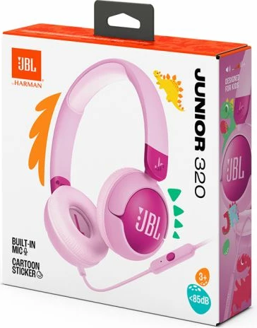 Kufje me kabllo për fëmijë JBL Junior 320, me mikrofon, 3.5 mm, limit volumit 85 dB, të palosshme, vjollcë