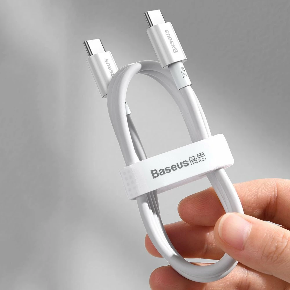 Kabllo USB-C në USB-C Baseus CATYS-C02, 2m, 100W, e bardhë