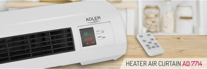 Perde ajri me ngrohje ADLER AD7714 2200 W, element qeramik, telekomandë, e bardhë