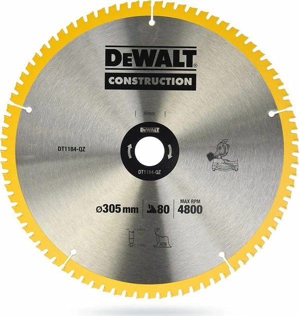 Disk sharrë për dru DeWalt DT1184-QZ 305mm 30mm 80 dhëmbë (blister)