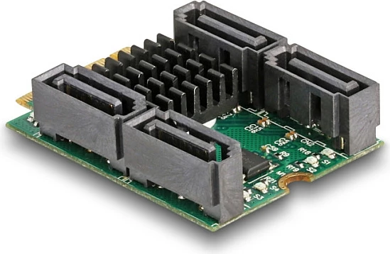 Adapter DeLOCK M.2 Key B+M në 4x SATA 6Gb/s, RAID/HyperDuo, i zi/jeshil