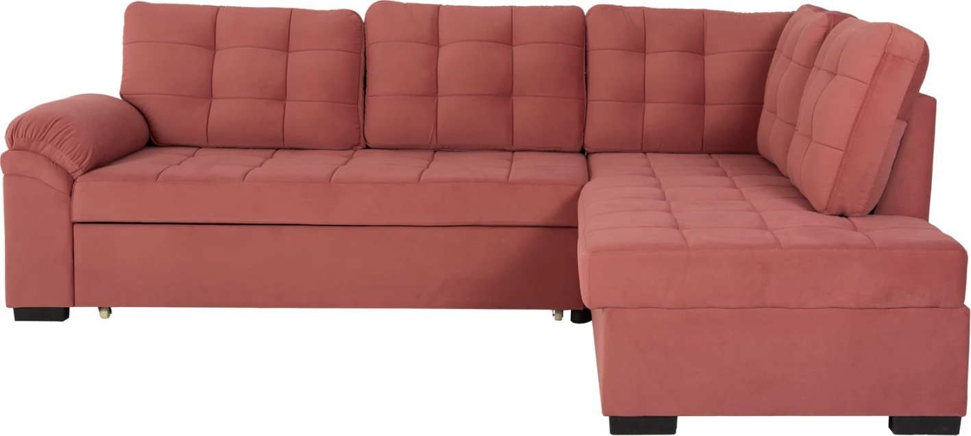 Kënd divan shtrat JADE FH3144.03R kadife rozë e zbehtë 250x80-180x73-88H cm