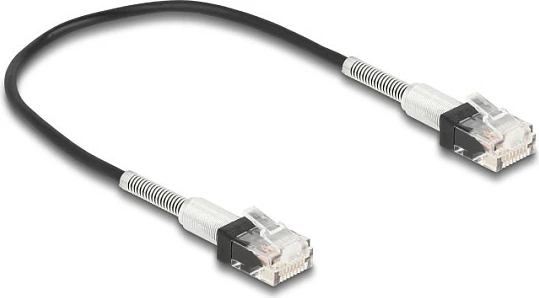 Kabllo rrjeti DeLOCK RJ45 Cat6a Slim 0.3m, U/UTP, 10Gbps, e zezë