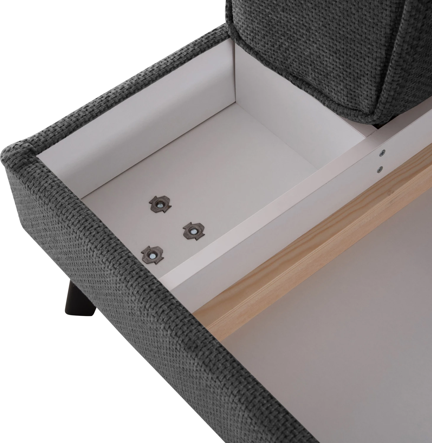 Kënd-sofëbëd majtas Zenora, material tekstili gri e errët, FH3337.01L, 303x214x80cm