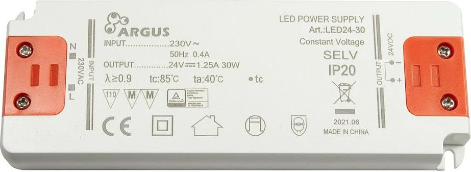 Trafo LED Inter-Tech LED24-30, 30W, 24V, 1250mA, IP20