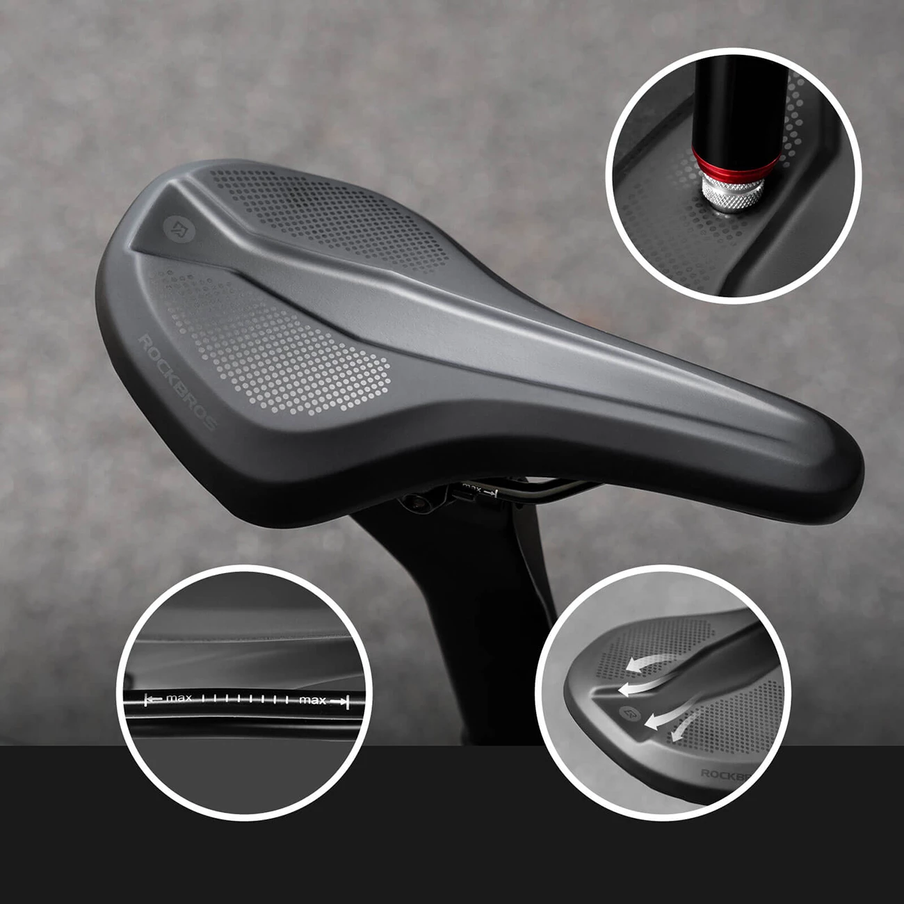 Sallë biçiklete Rockbros B824 ergonomike me kanal ventilimi, shina çeliku, 345 g, e zezë