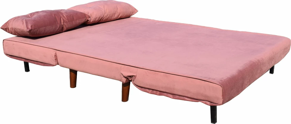 Divan i palosshëm dy ulëse, kadife rozë e zbehtë, 121x90x80