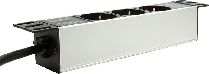Shirit prizash LogiLink 10" me 3 priza (Schuko) për rack, i zi