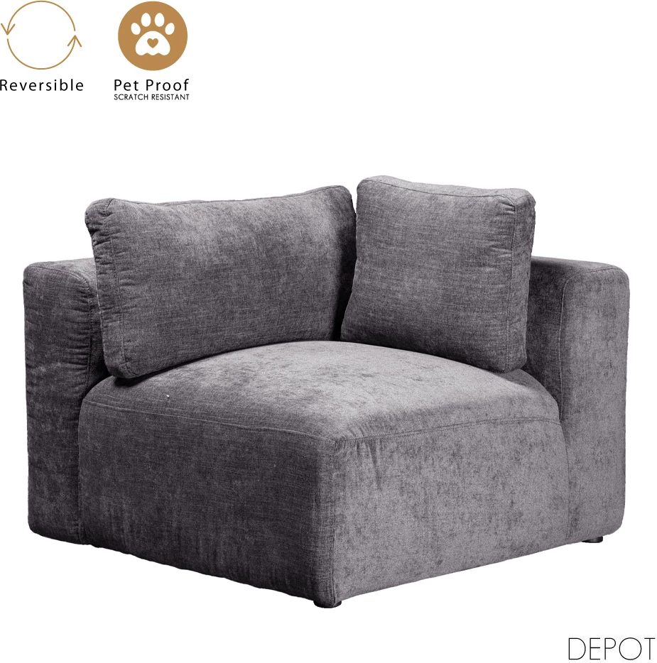 Karrige këndi BOX me krah të kthyeshëm, gri Vogue 14, 107x107x85cm