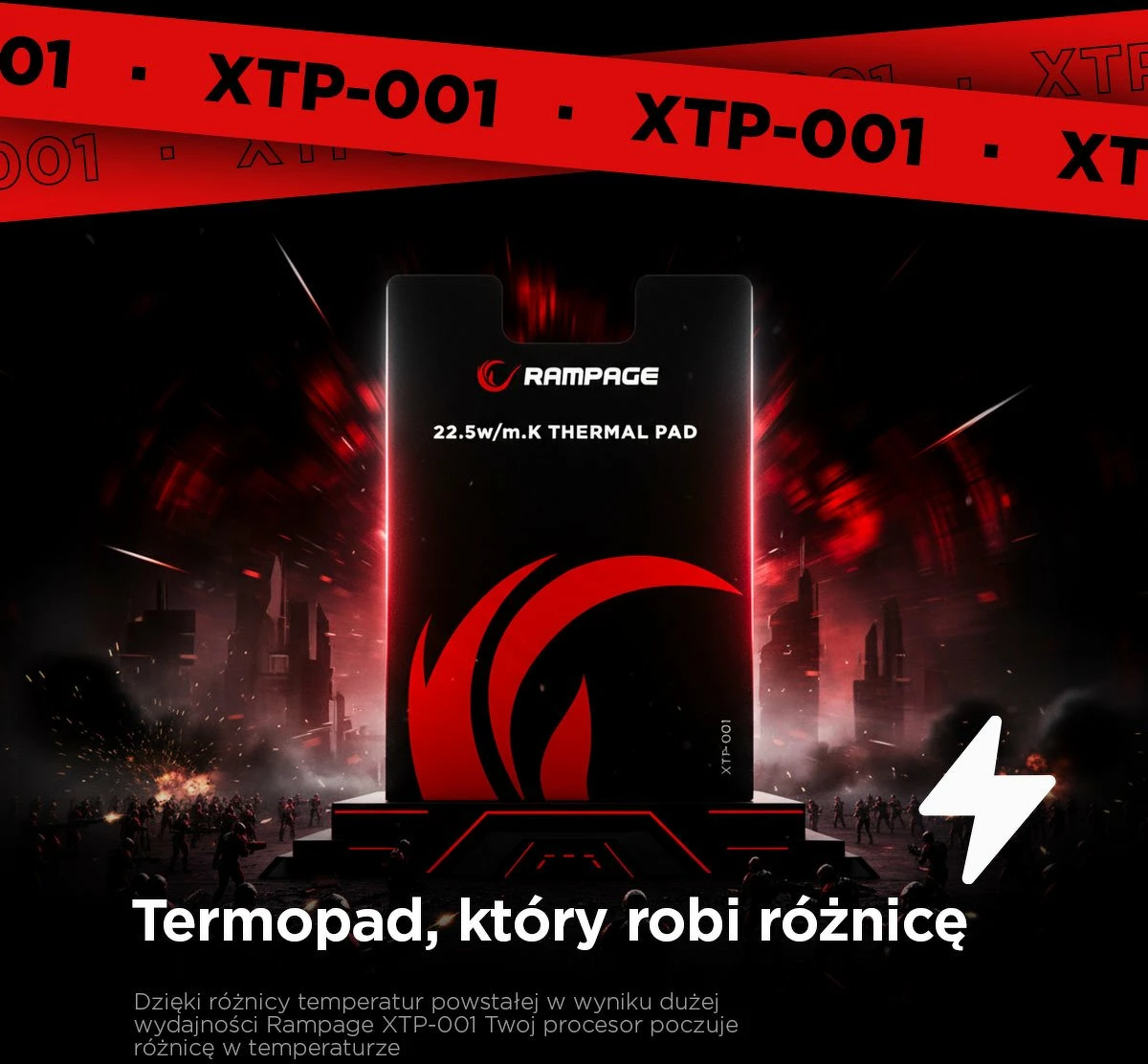 Pad termik Rampage XTP-001 38x38mm 0.2mm 22.5W/mK, gri, 1 copë