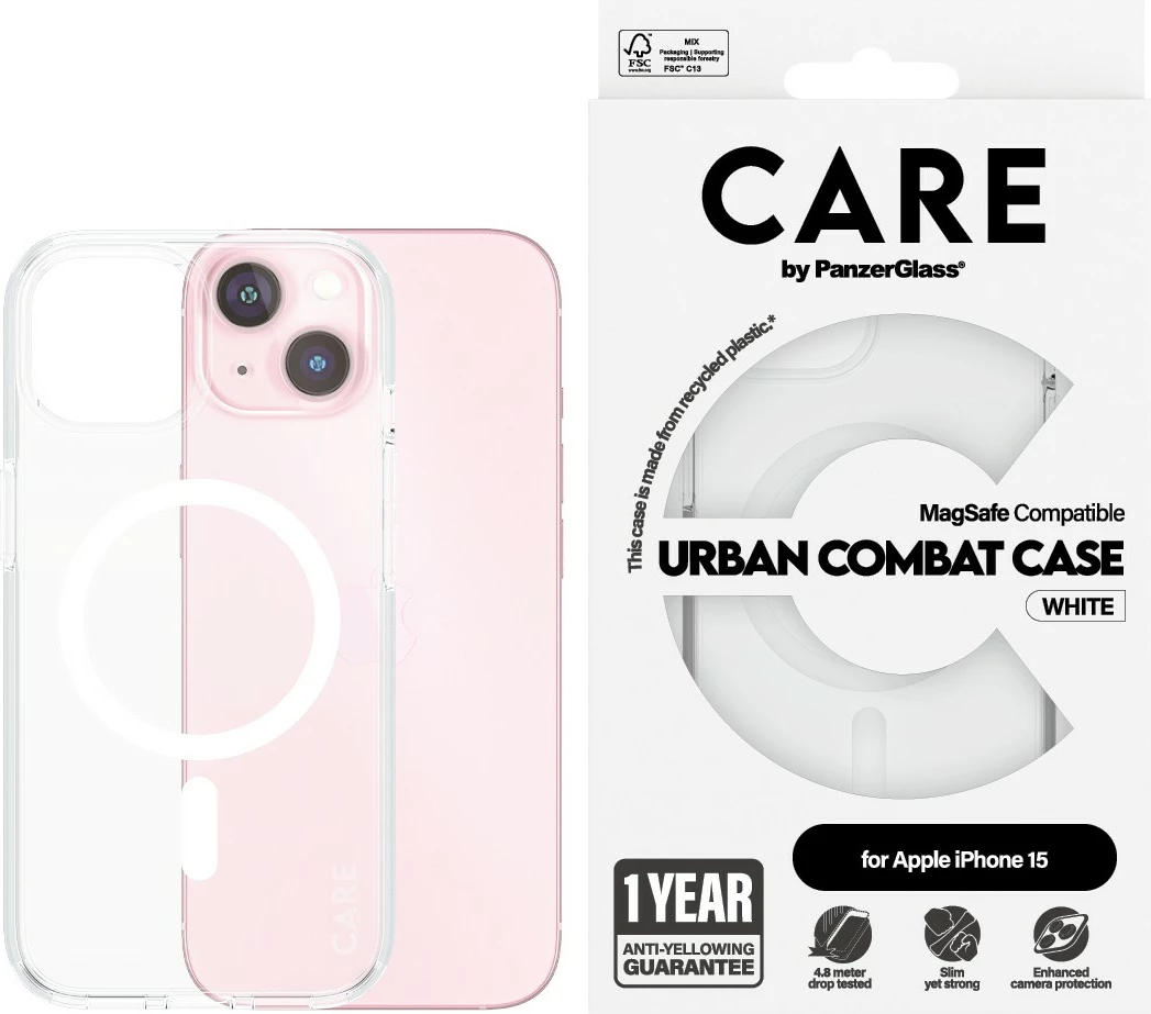 Mbështjellës PanzerGlass CARE Case Flagship MagSafe për iPhone 15, transparent