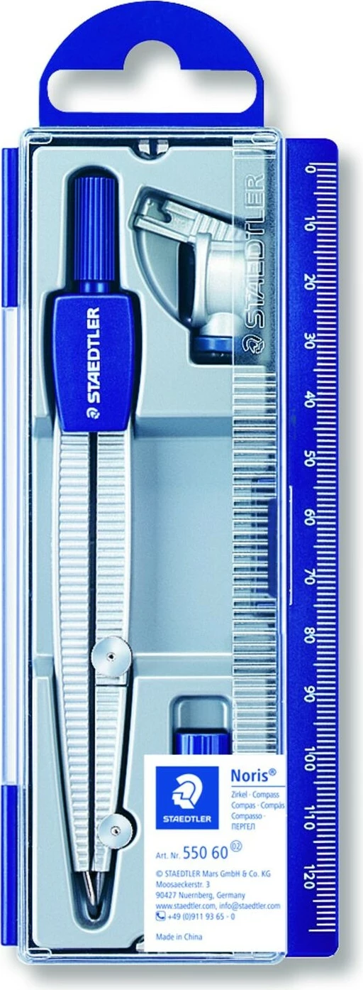 Kompas STAEDTLER 550 60, komplet, blu/argjend