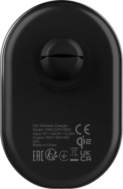 Karikues wireless për veturë CANYON OnGrip 105 Qi2 15W, me kabllo USB-C në USB-C 1m, i zi