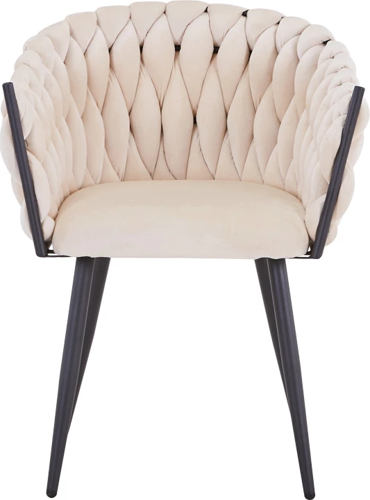 Karrige Vivian, kadife bezhë, këmbë metali të zi, 61x55x80cm